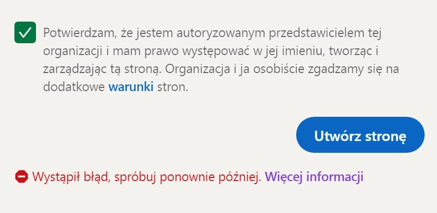 LinkedIn – Błąd tworzenia strony firmowej